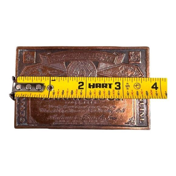 Vintage Budweiser Anheuser-Busch Bronze Copper Belt Buckle Logo Collectible - Picture 4 of 5